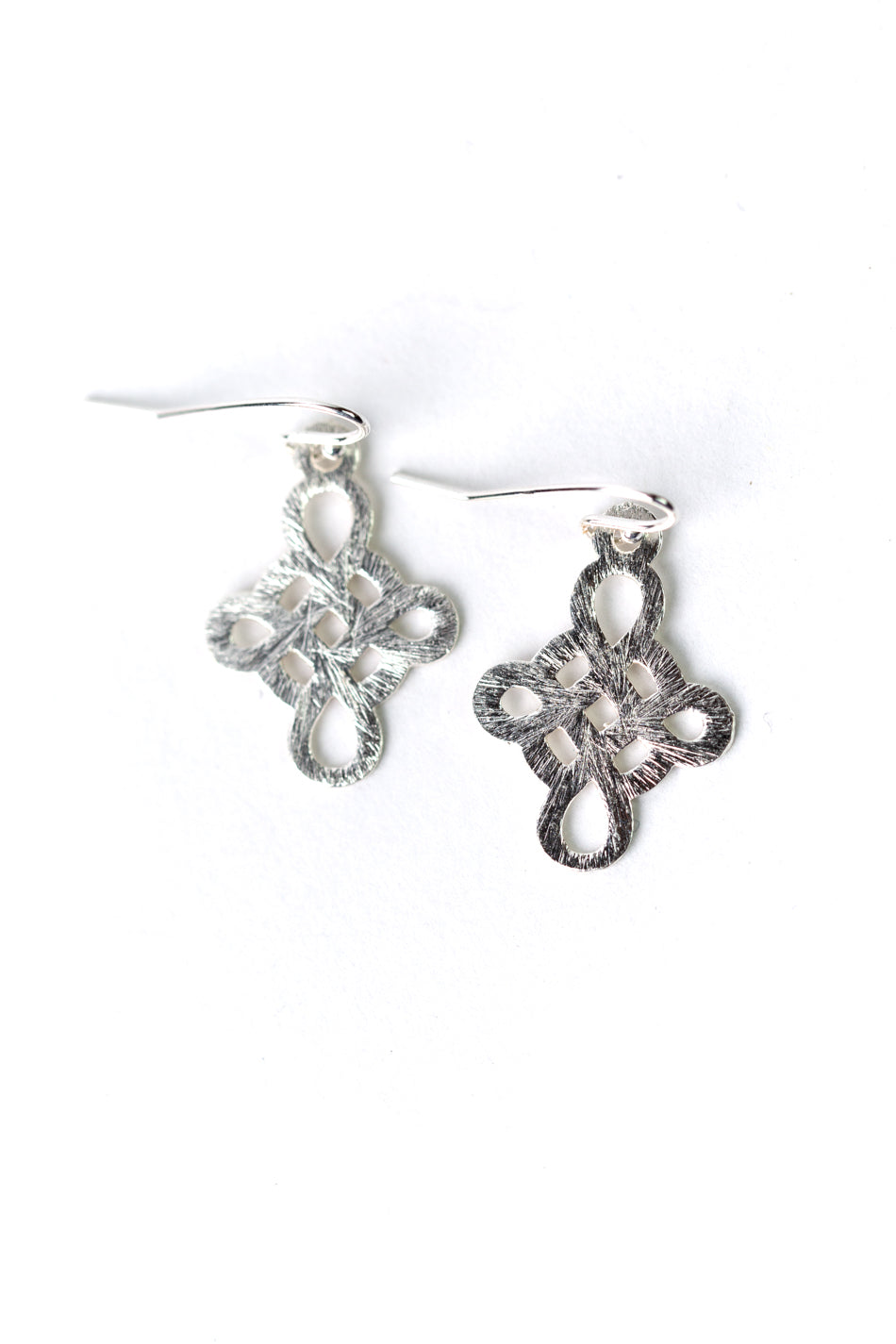 Brushed Silver Cross Earrings E041