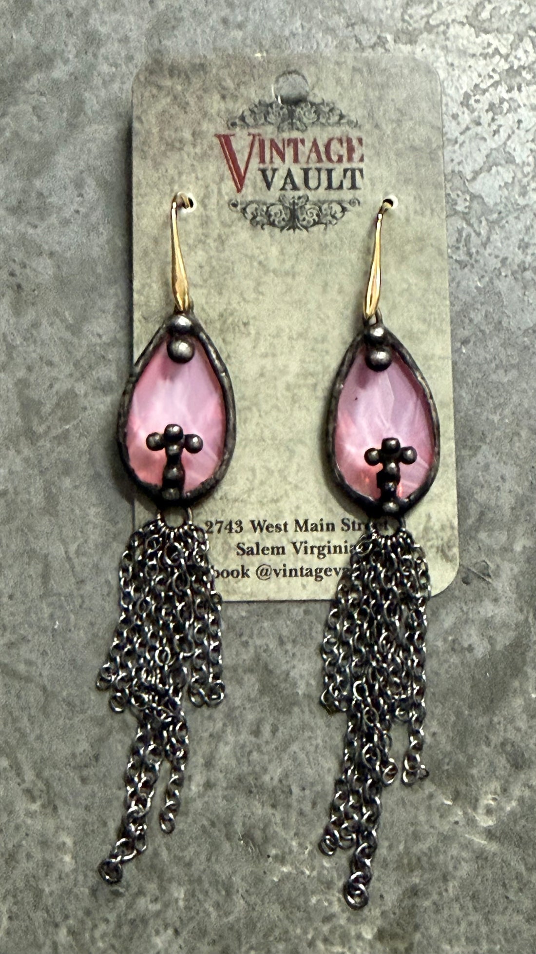 Cross Crystal Chain Earring