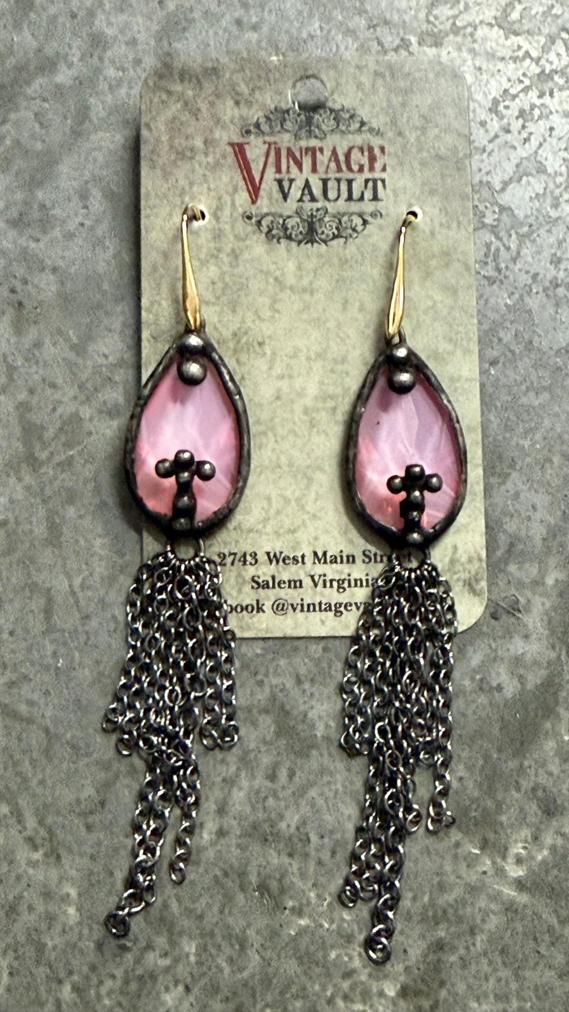 Cross Crystal Chain Earring - Vintage Vault Boutique