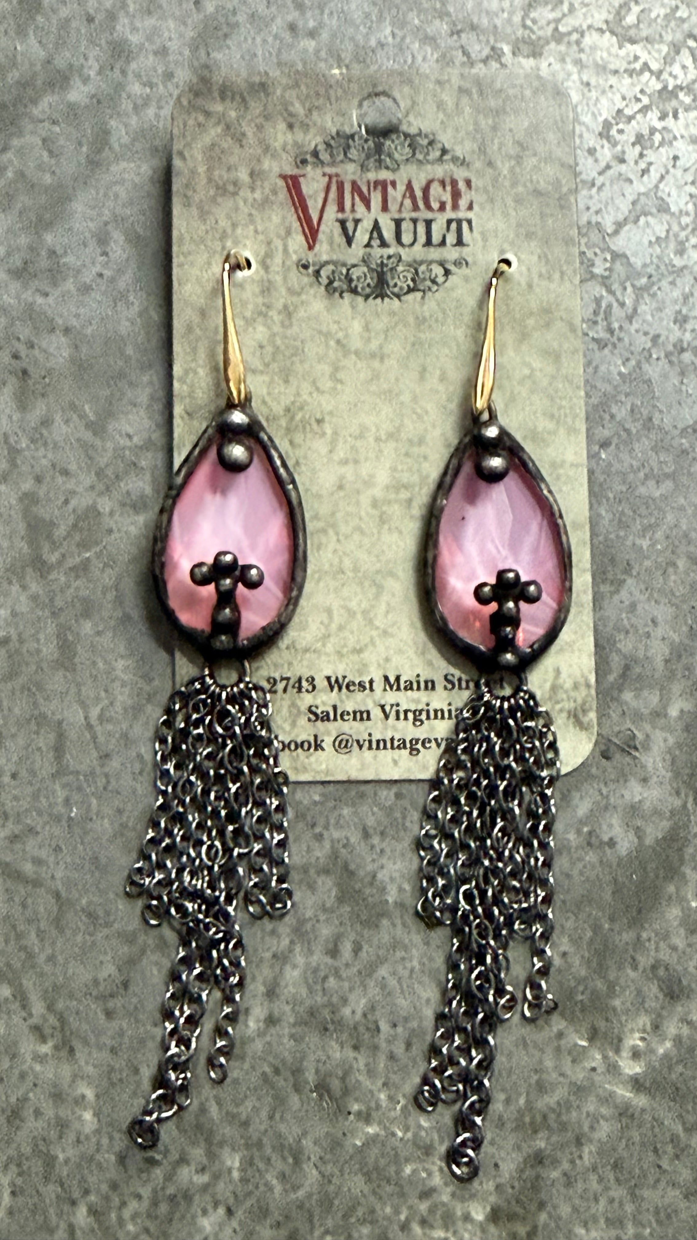 Cross Crystal Chain Earring