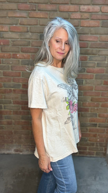 Cherub and Rose T-Shirt - Vintage Vault Boutique