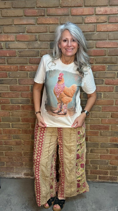 Funky Chicken Bling Tee - Vintage Vault Boutique