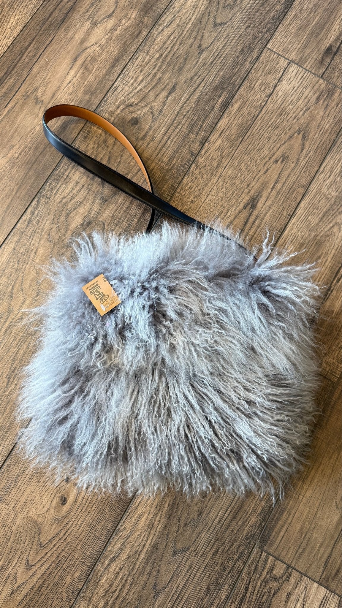 Small Grey Mongolian Hand Bag - Vintage Vault Boutique