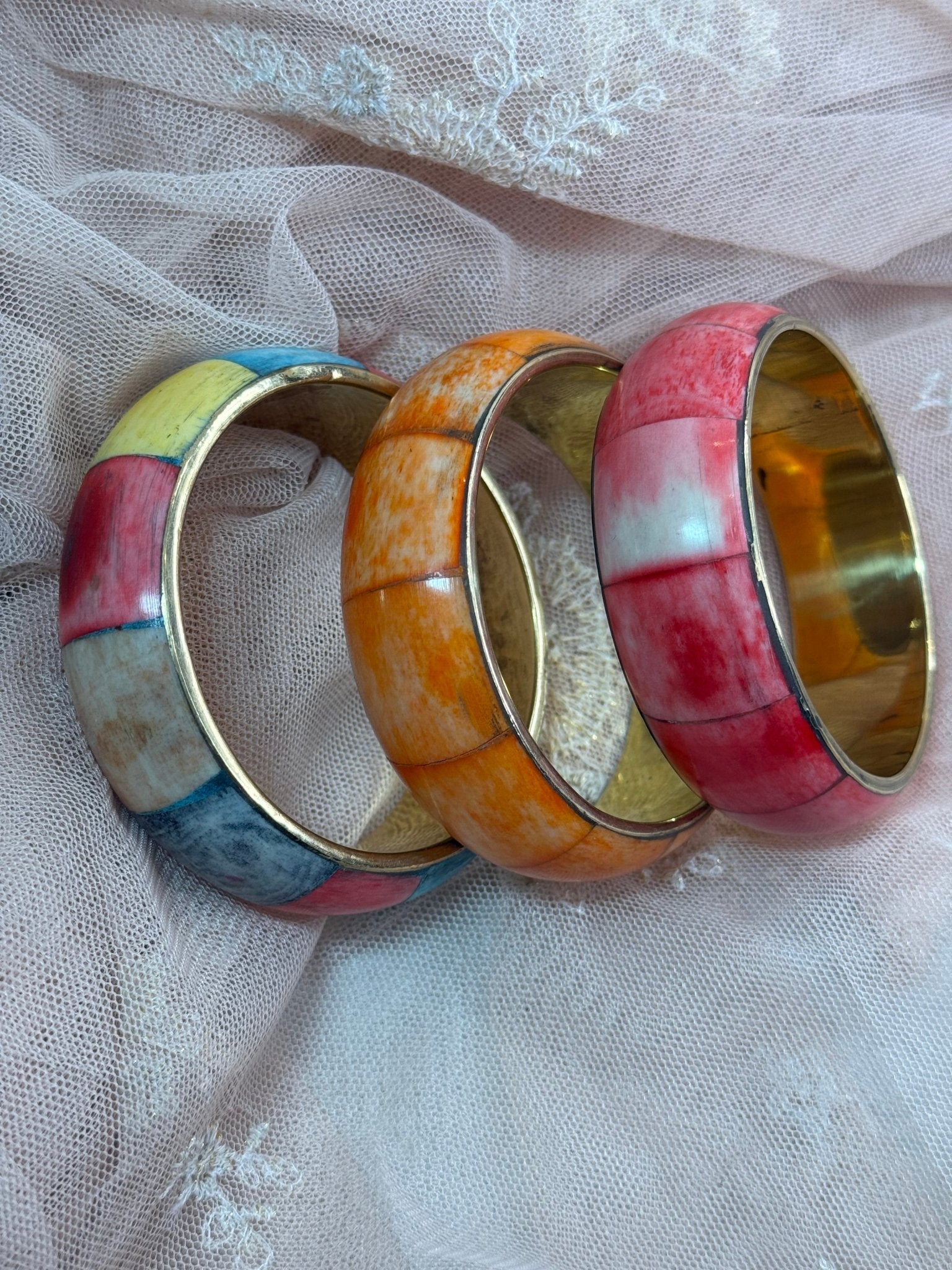 Bright Stone Bangle Bracelets - Vintage Vault Boutique