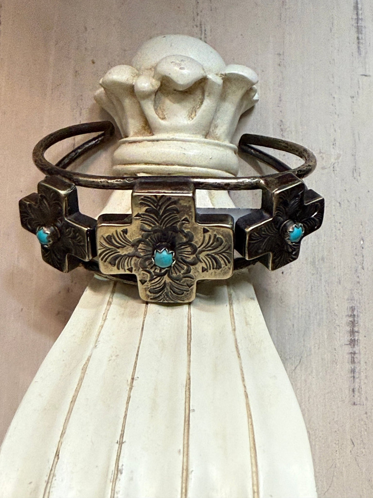 Three Crosses with Turquoise Cuff - Vintage Vault Boutique