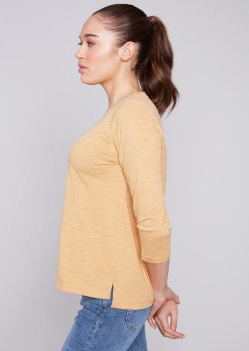 Cotton Slub Knit Top  Corn