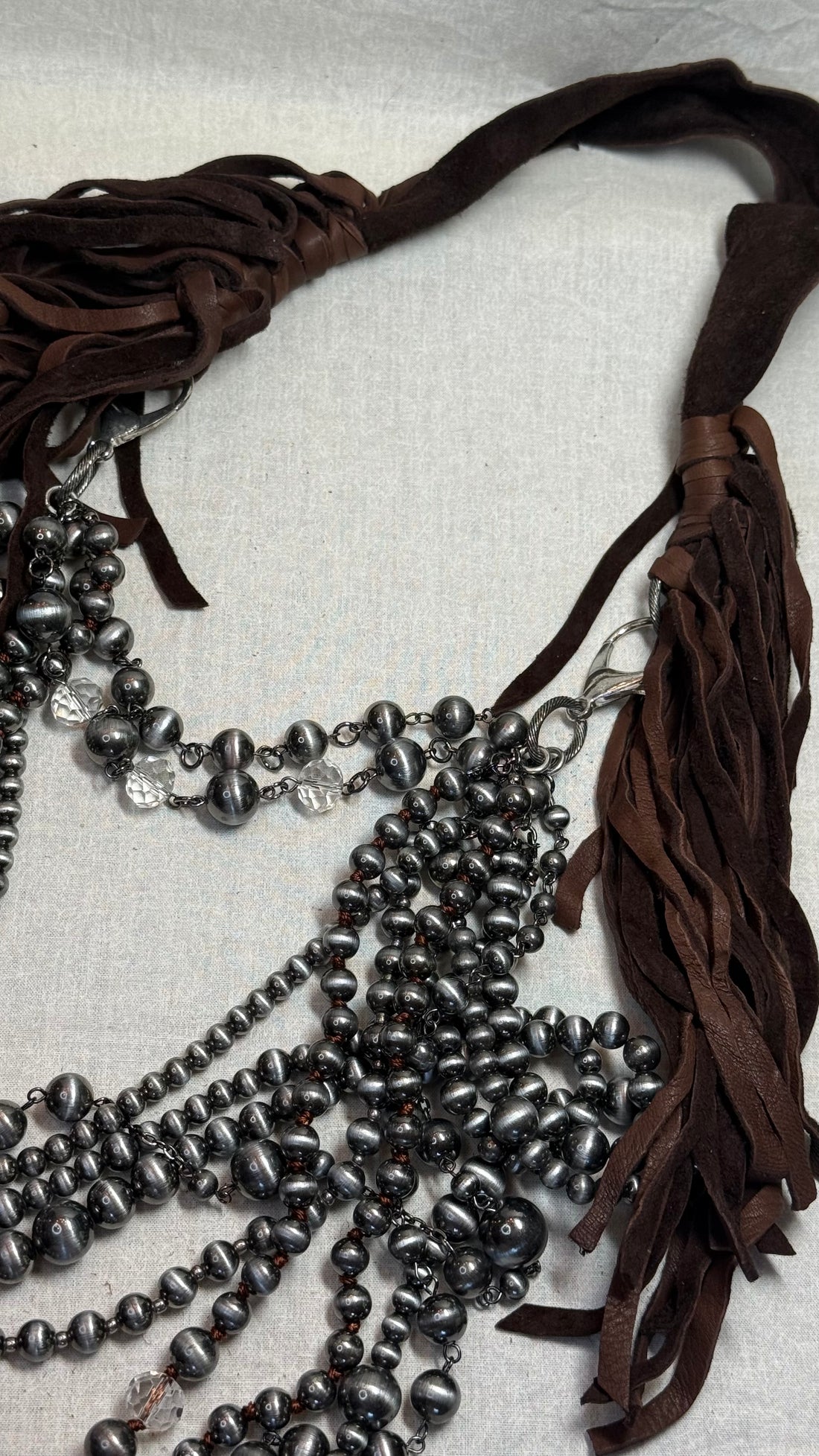 Dripping in Pearls - Silver Necklace