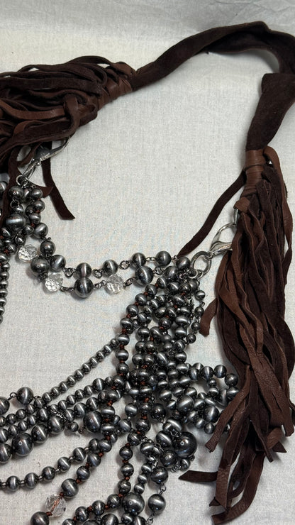 Dripping in Pearls - Silver Necklace