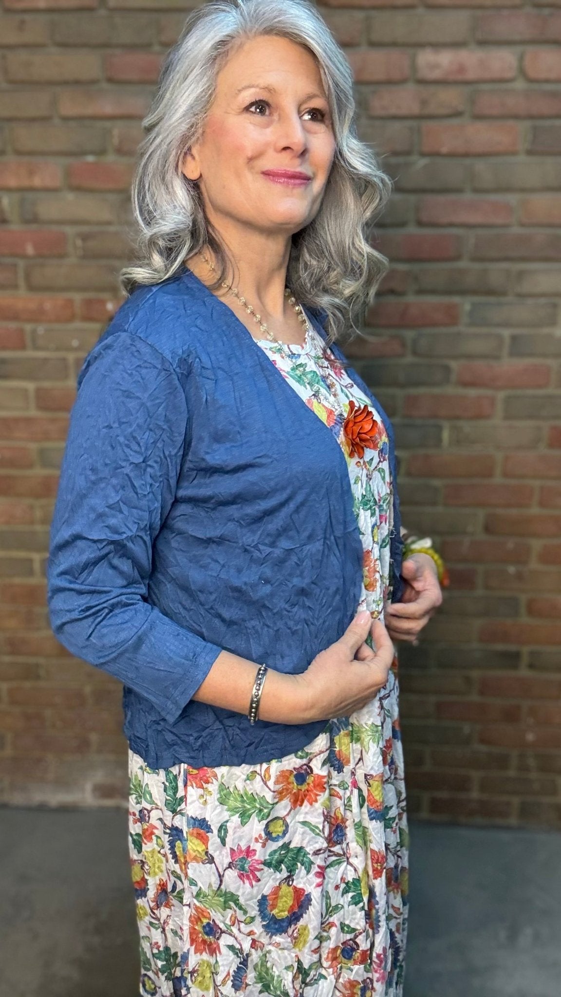 Indigo Crinkle Cardigan - Vintage Vault Boutique