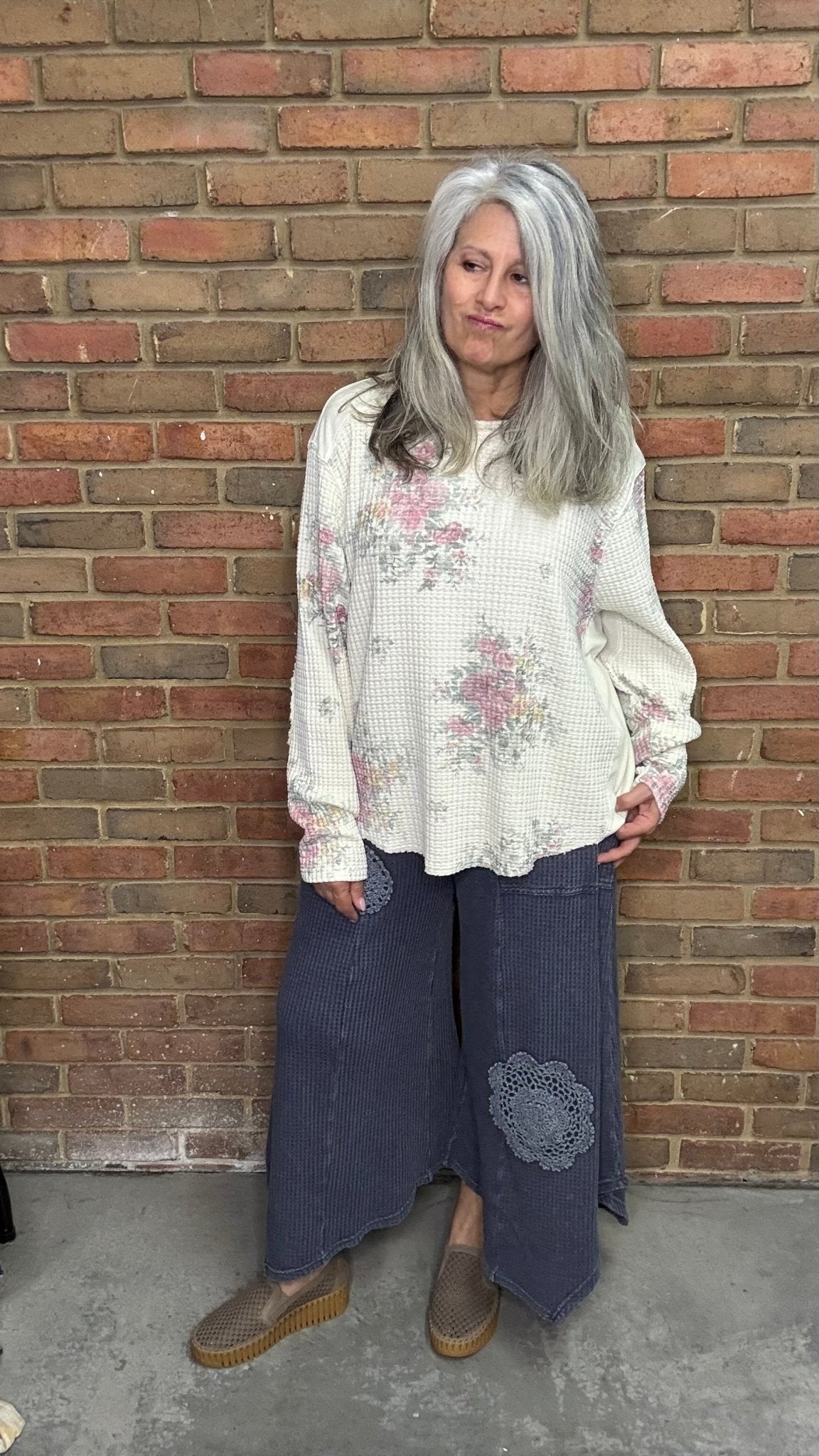 Midnight Blue Waffle Pant - Vintage Vault Boutique