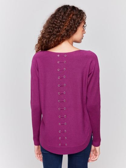 Back Lace Up Sweater