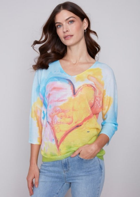 Watercolor Heart Sweater