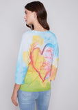 WaterColor Heart Printed Dolman Sweater #219