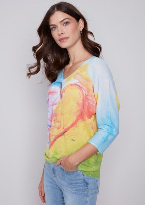 Watercolor Heart Sweater