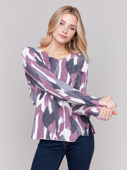 Printed V-Neck Sweater
