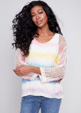 Loose V-Neck Fishnet Sweater Rainbow #326
