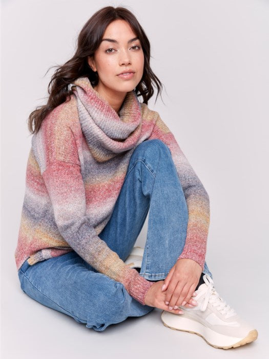Round Hem Sweater with Scarf