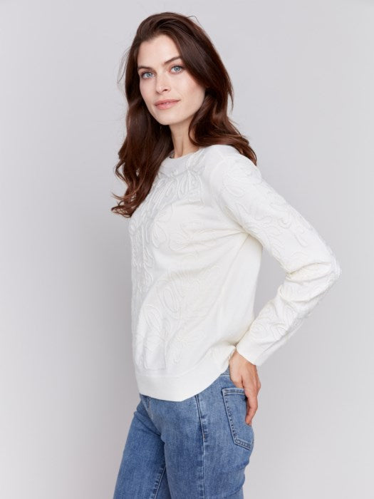 Jacquard Round Hem Sweater