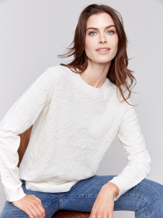 Jacquard Round Hem Sweater