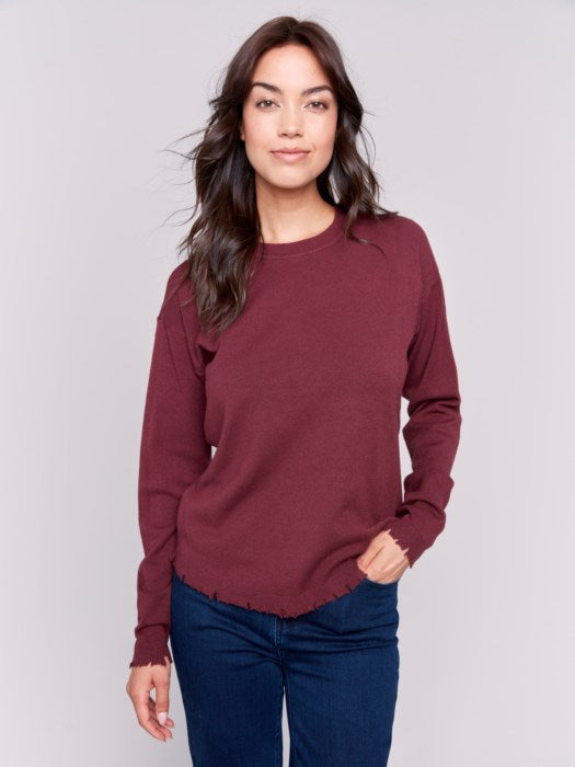 Ripped Edge Sweater Cabernet
