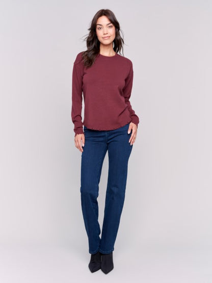 Ripped Edge Sweater Cabernet