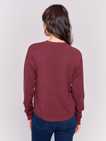 Ripped Edge Sweater Cabernet