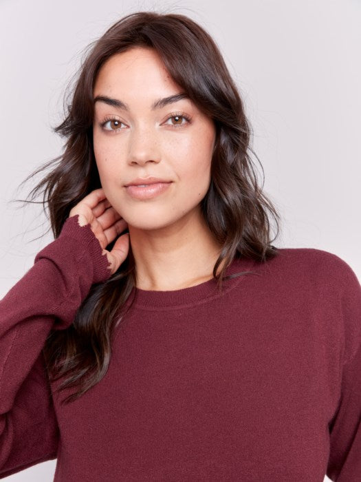 Ripped Edge Sweater Cabernet