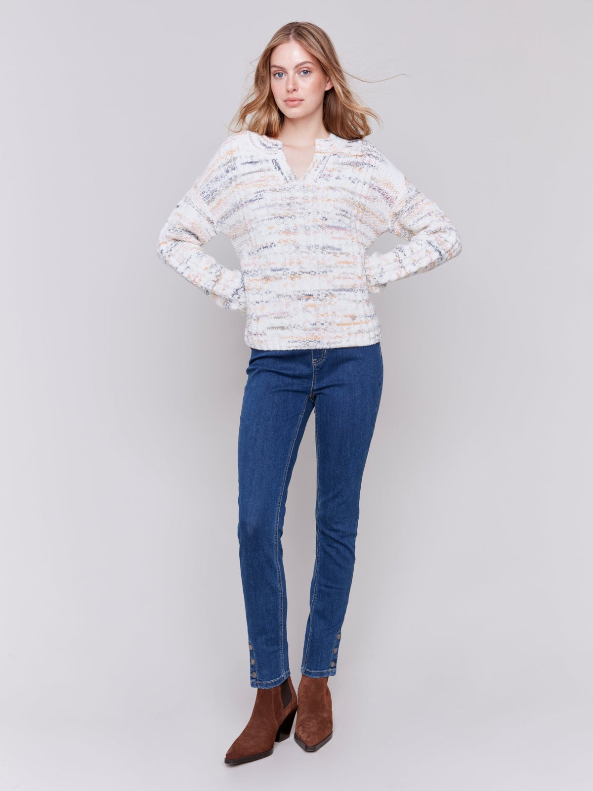 Speckled Yarn Cable Knit - Vintage Vault Boutique