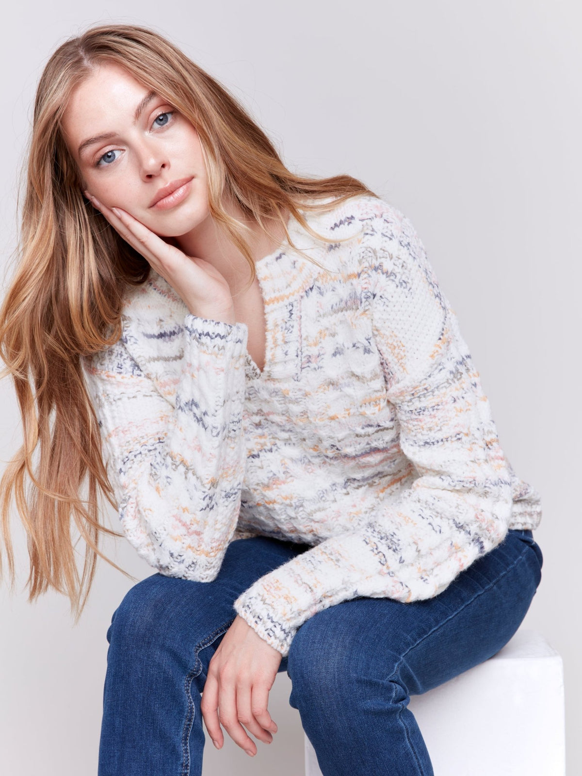 Speckled Yarn Cable Knit - Vintage Vault Boutique