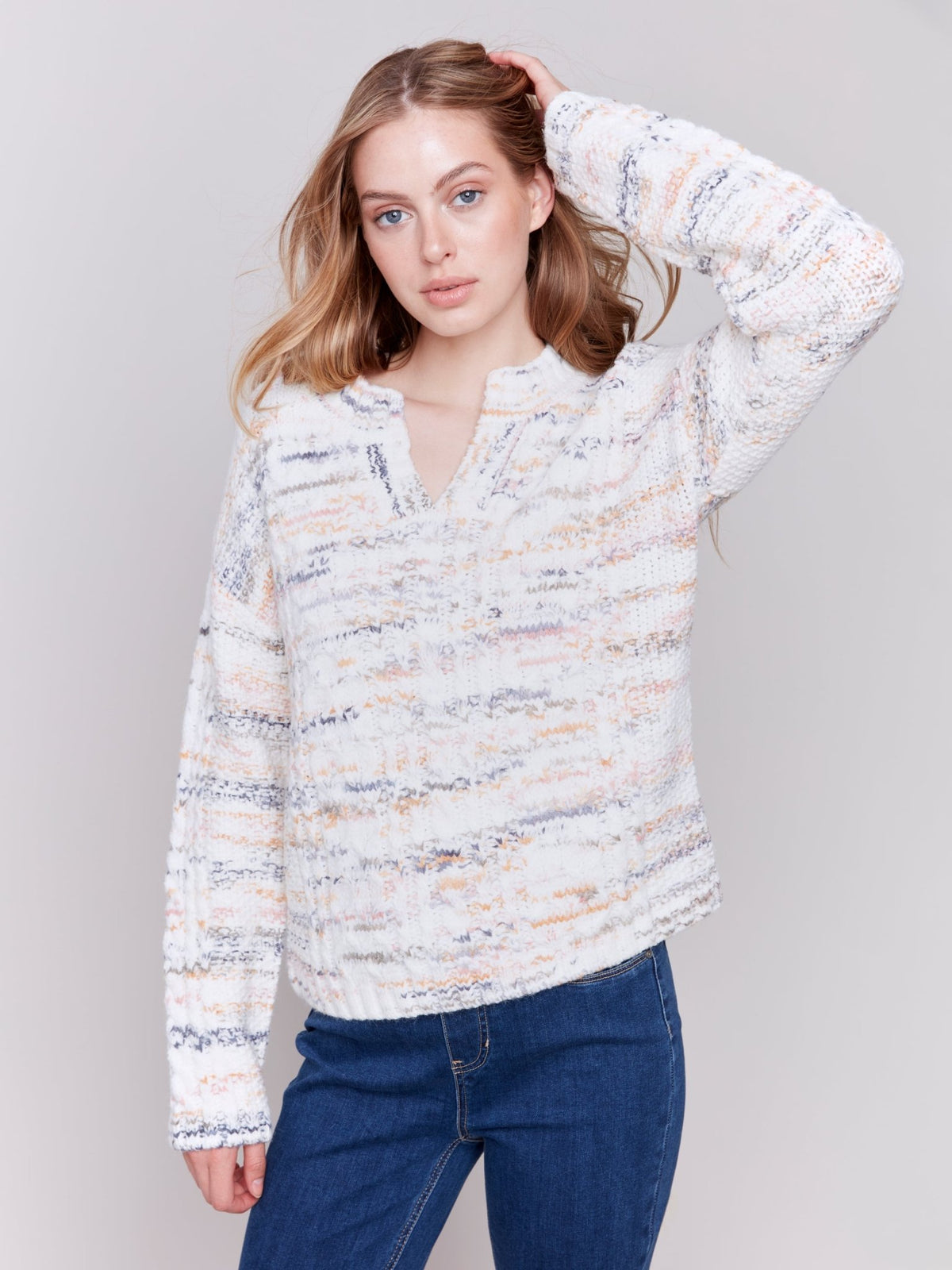 Speckled Yarn Cable Knit - Vintage Vault Boutique