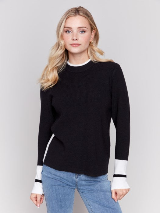 Crew Neck Sweater with Slit