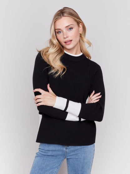 Crew Neck Sweater with Slit
