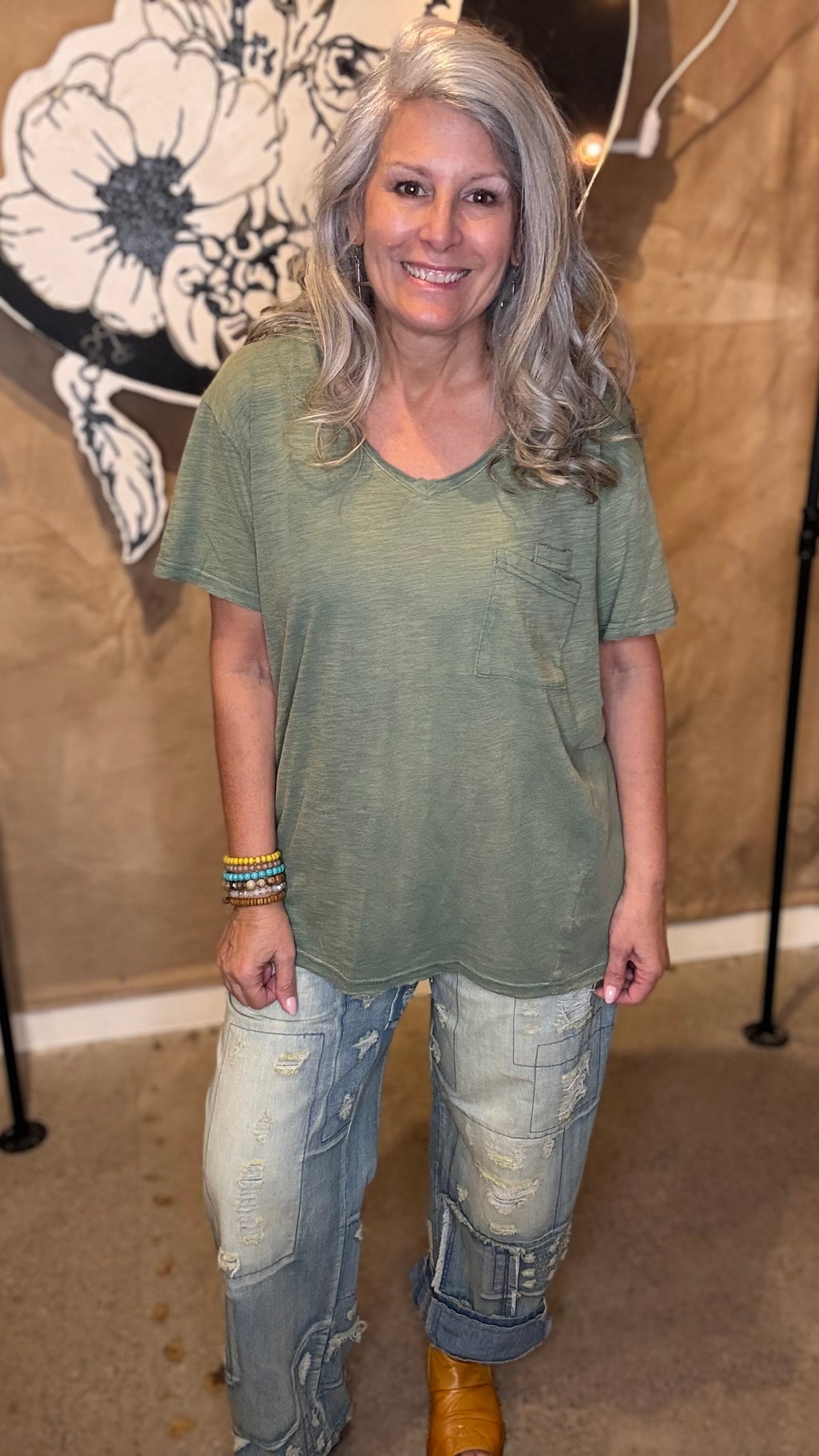 Moon Dance V-Neck in Olive