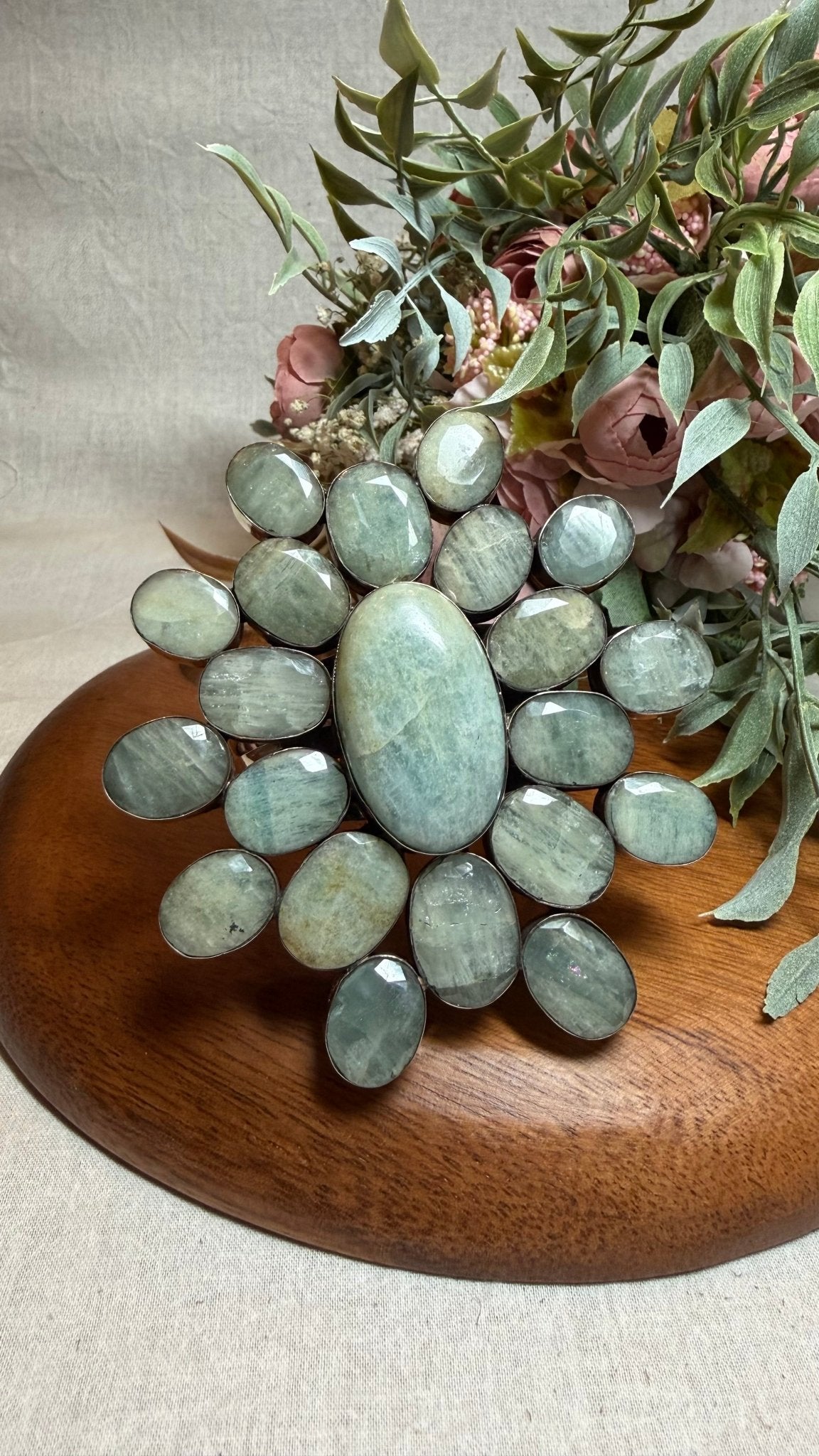 Large Aquamarine Cuff - Vintage Vault Boutique