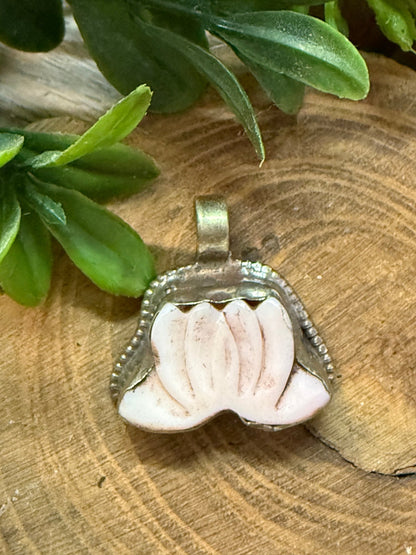 Small Pink Lotus Tibetan Pendant - Vintage Vault Boutique