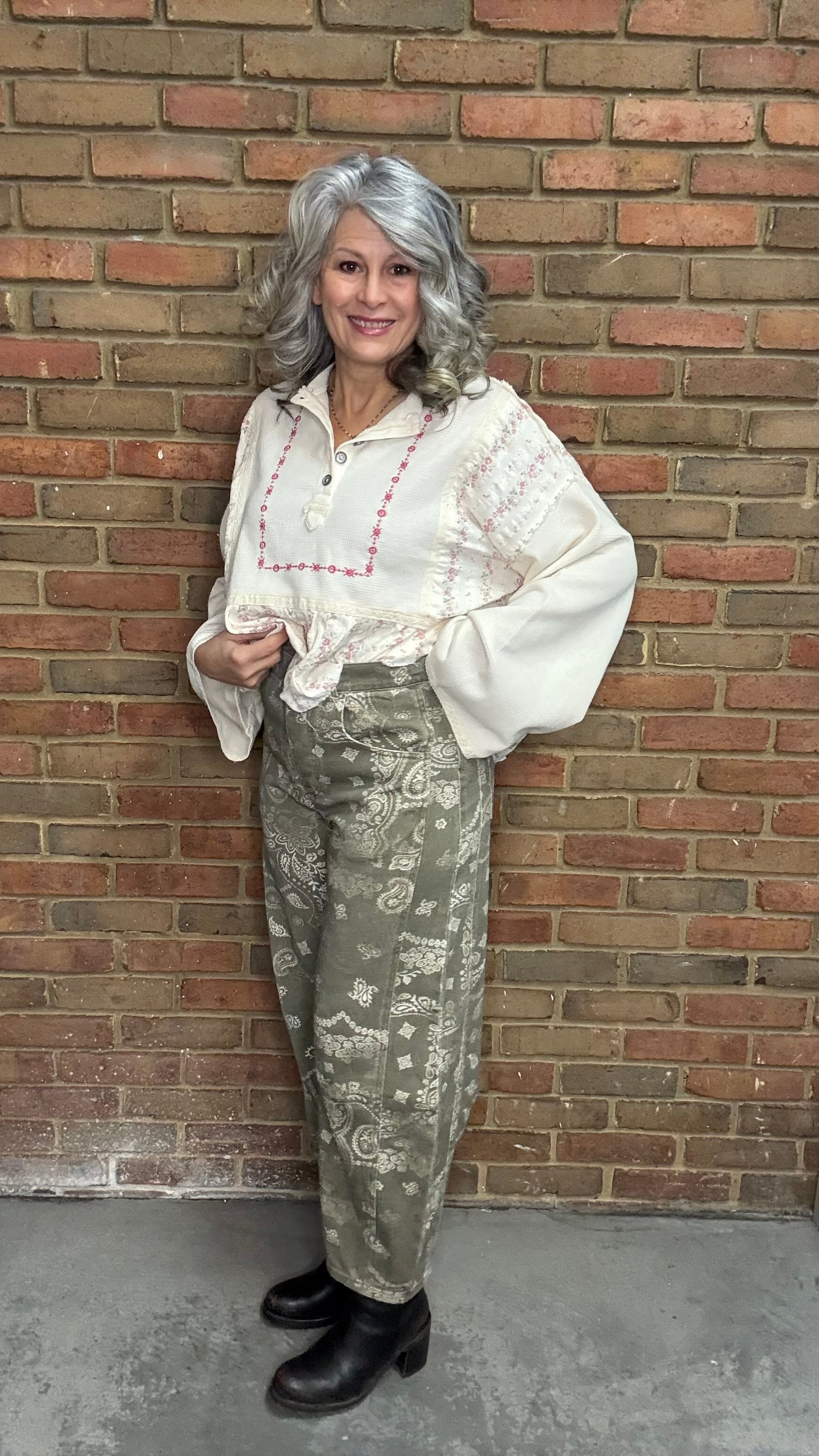 Paisley Print Barrel Jean