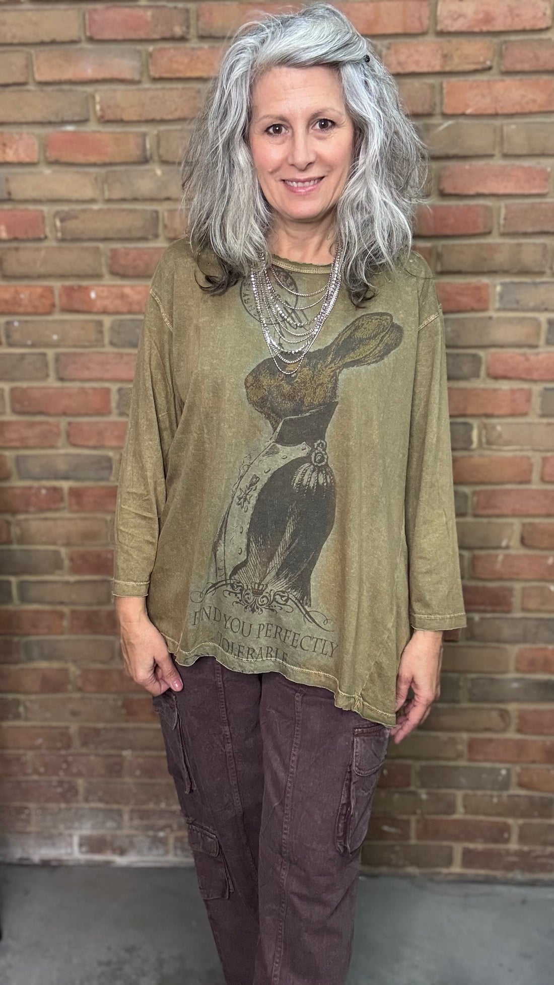 Vintage Washed Bunny Print Top
