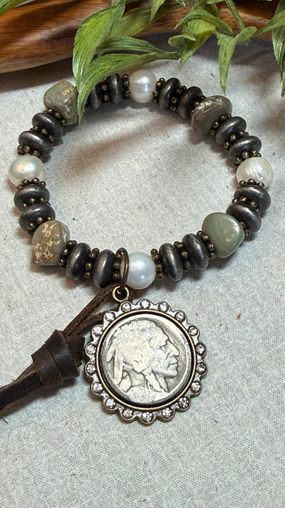 Mixed Bead Nickel Stretch Bracelet