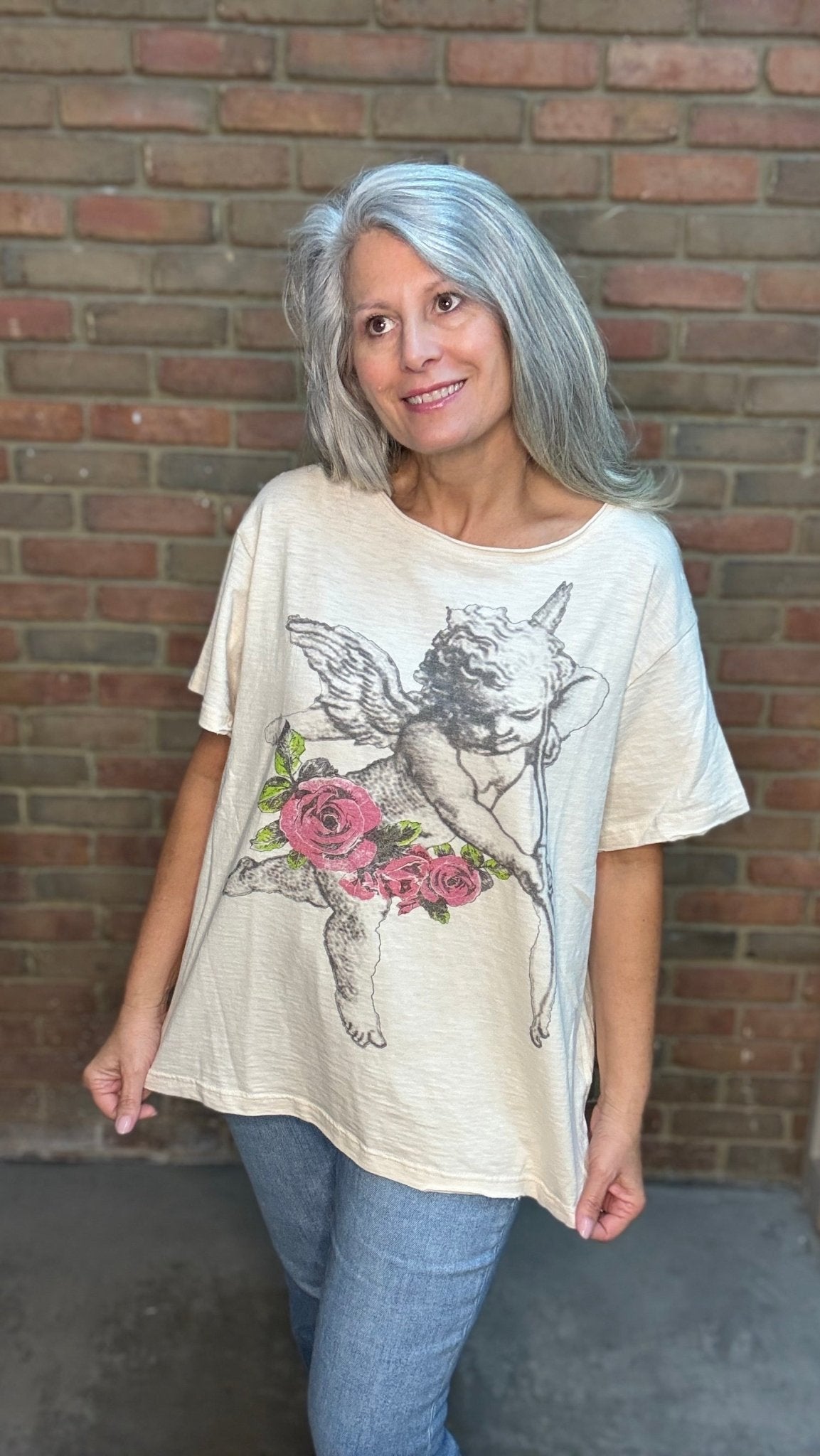 Cherub and Rose T-Shirt - Vintage Vault Boutique