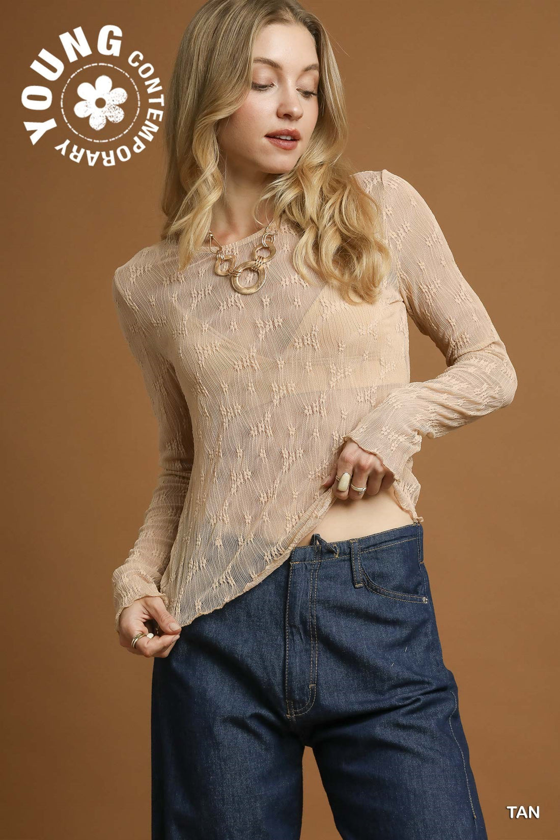 Tan Lace Long Sleeve