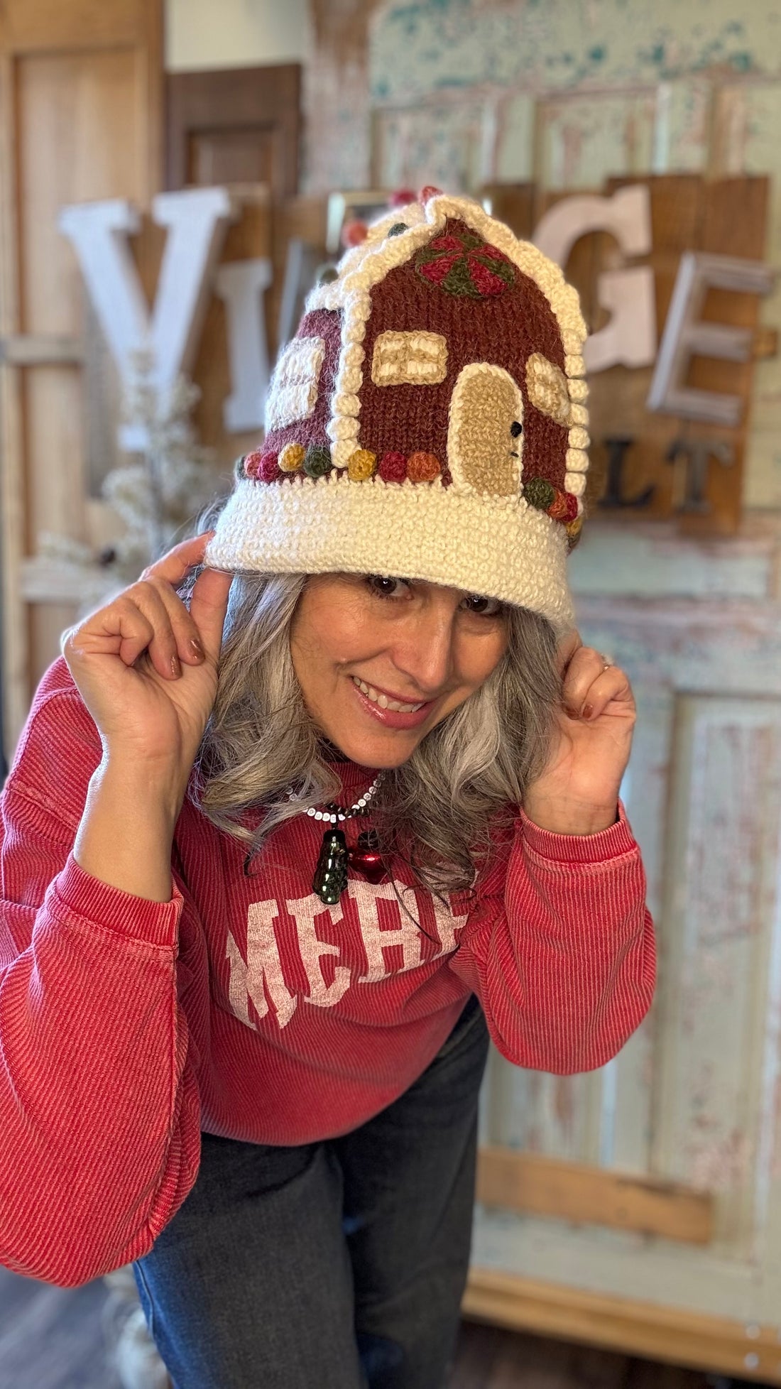 Gingerbread House Knitted Hat