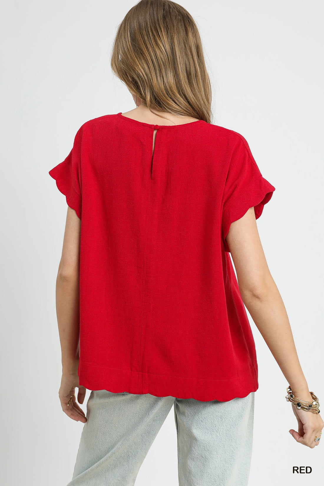 Red Scalloped Top