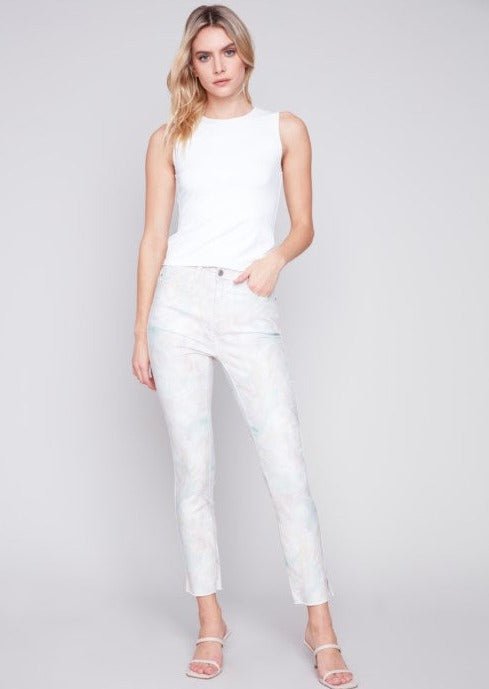 Pastel Twill Pant with Hem Slit - Vintage Vault Boutique