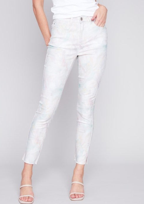 Pastel Twill Pant with Hem Slit