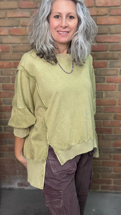 Green High Lo Slit Sweatshirt