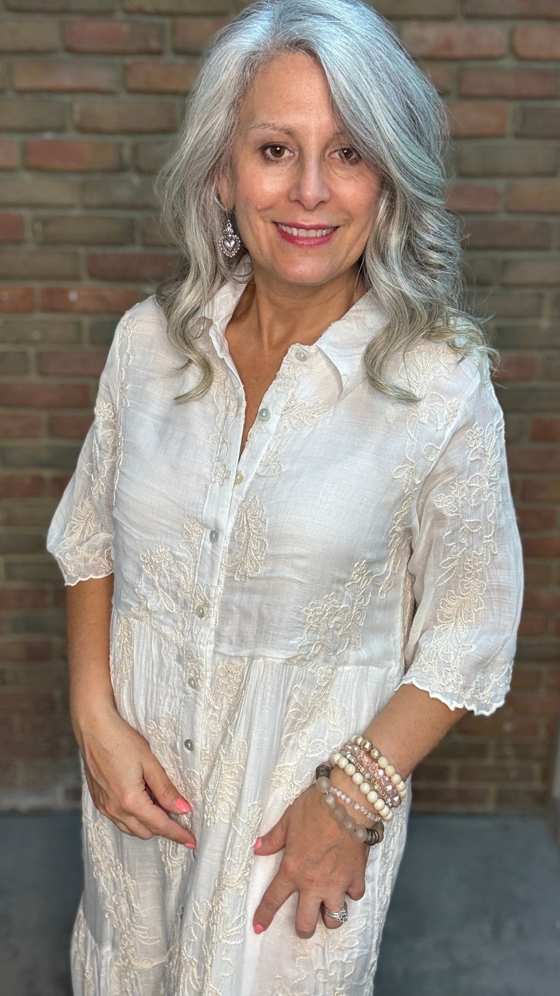 Embroidered Shirt Dress - Vintage Vault Boutique