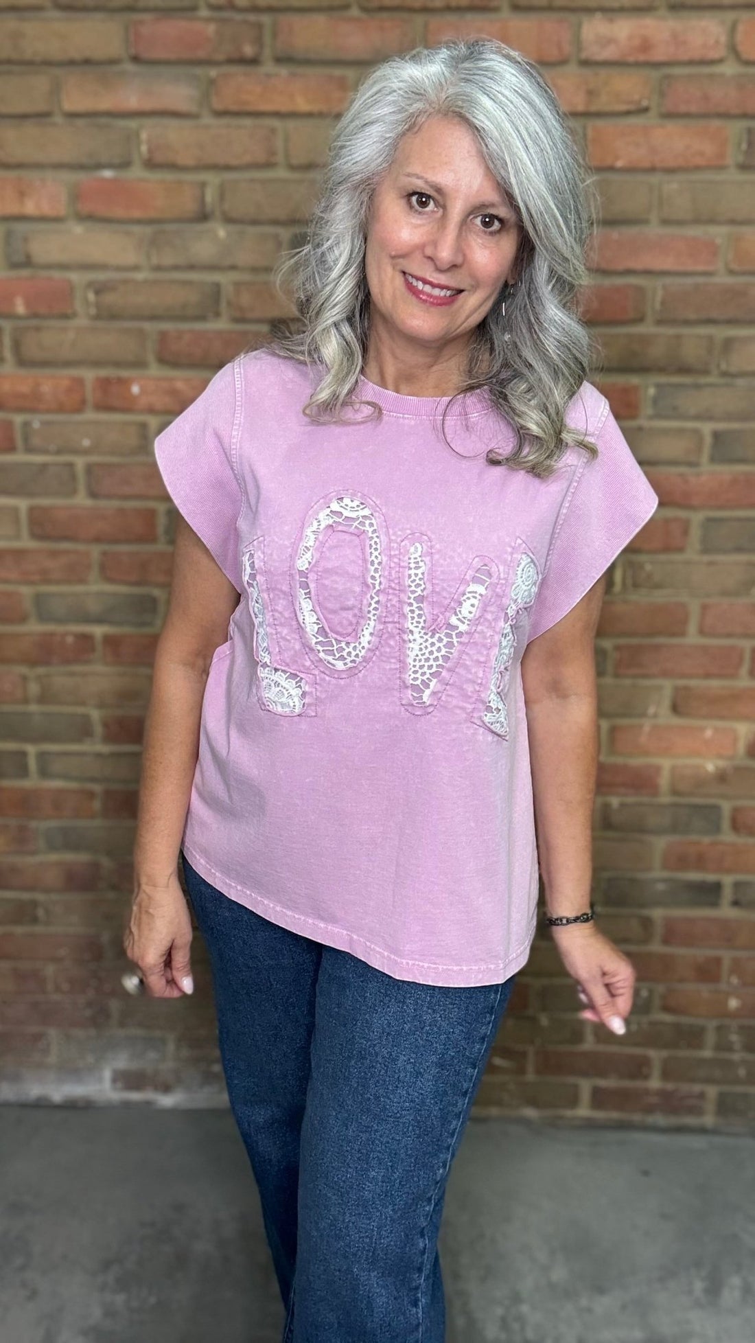 Pink LOVE Patch Sweatshirt - Vintage Vault Boutique