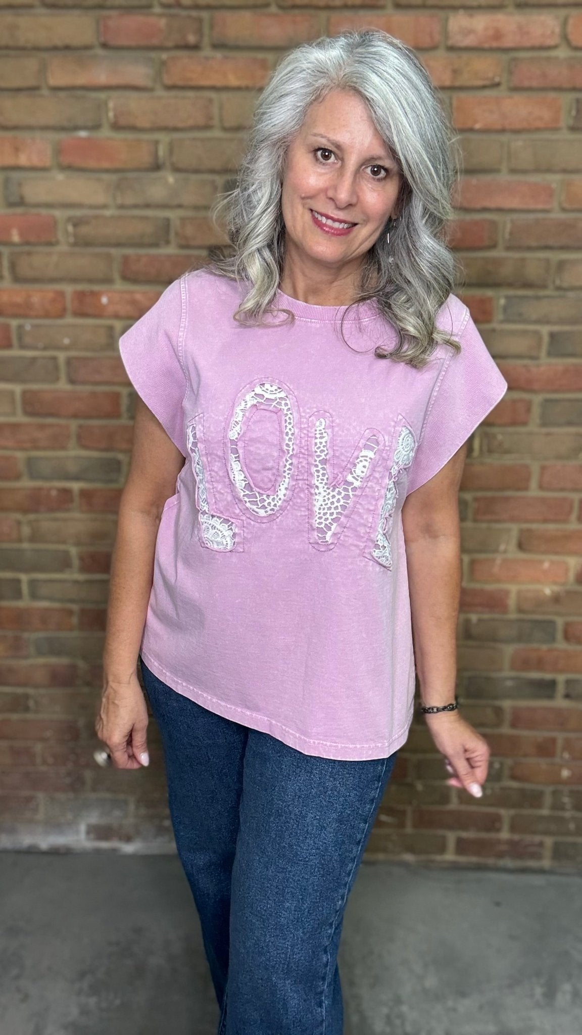 Pink LOVE Patch Sweatshirt - Vintage Vault Boutique
