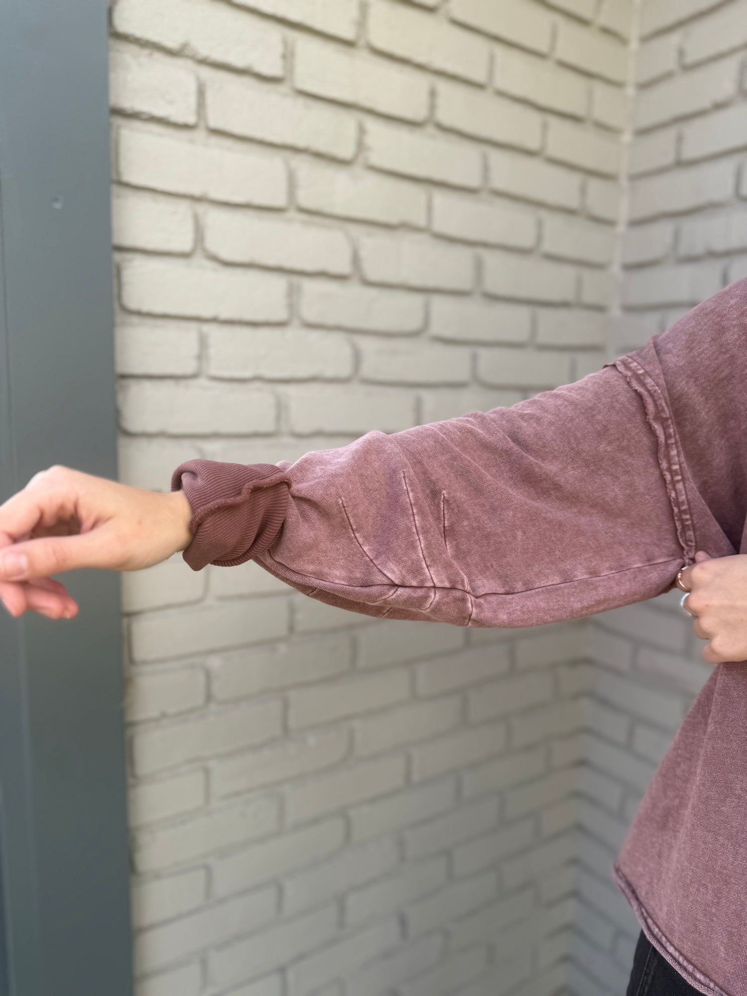 Red Bean V-Neck Oversized Sweatshirt