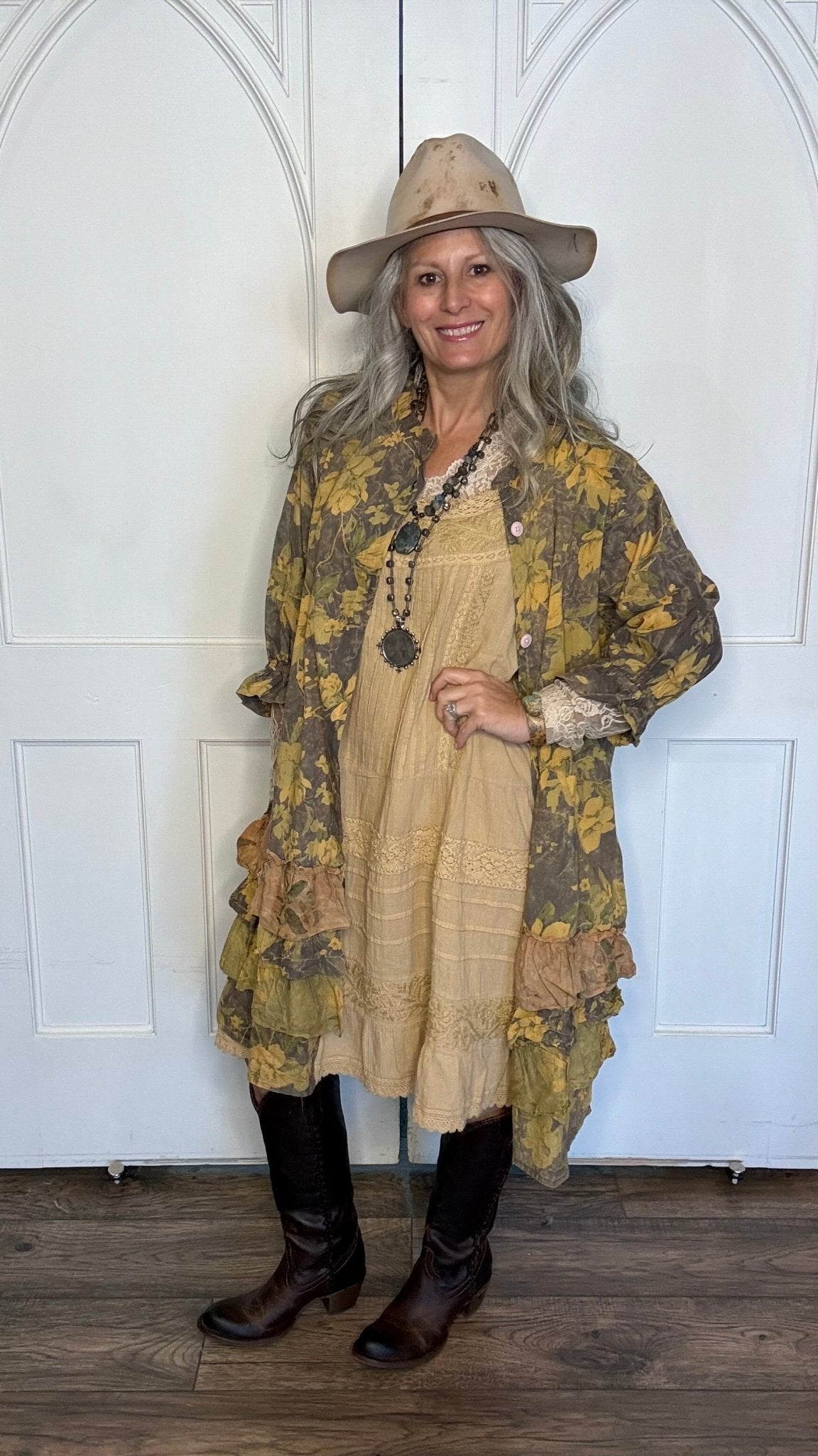 Painted Petal Duster - Vintage Vault Boutique